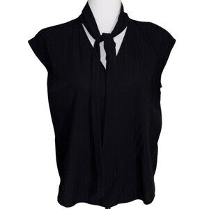 Ann Taylor Black Tie-Neck Blouse